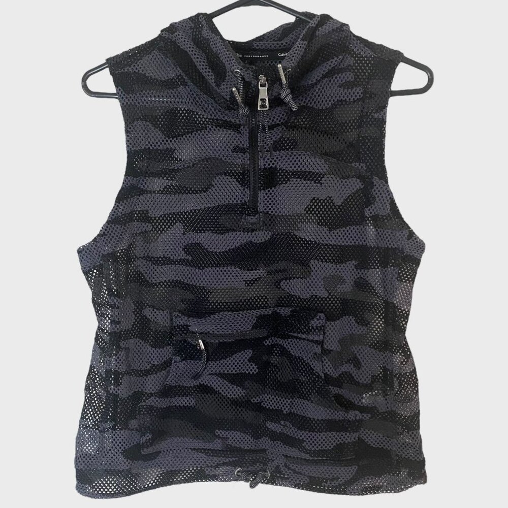 Calvin Klein Performance Camo Printed Mesh Vest Black/Gray Women's Size Small